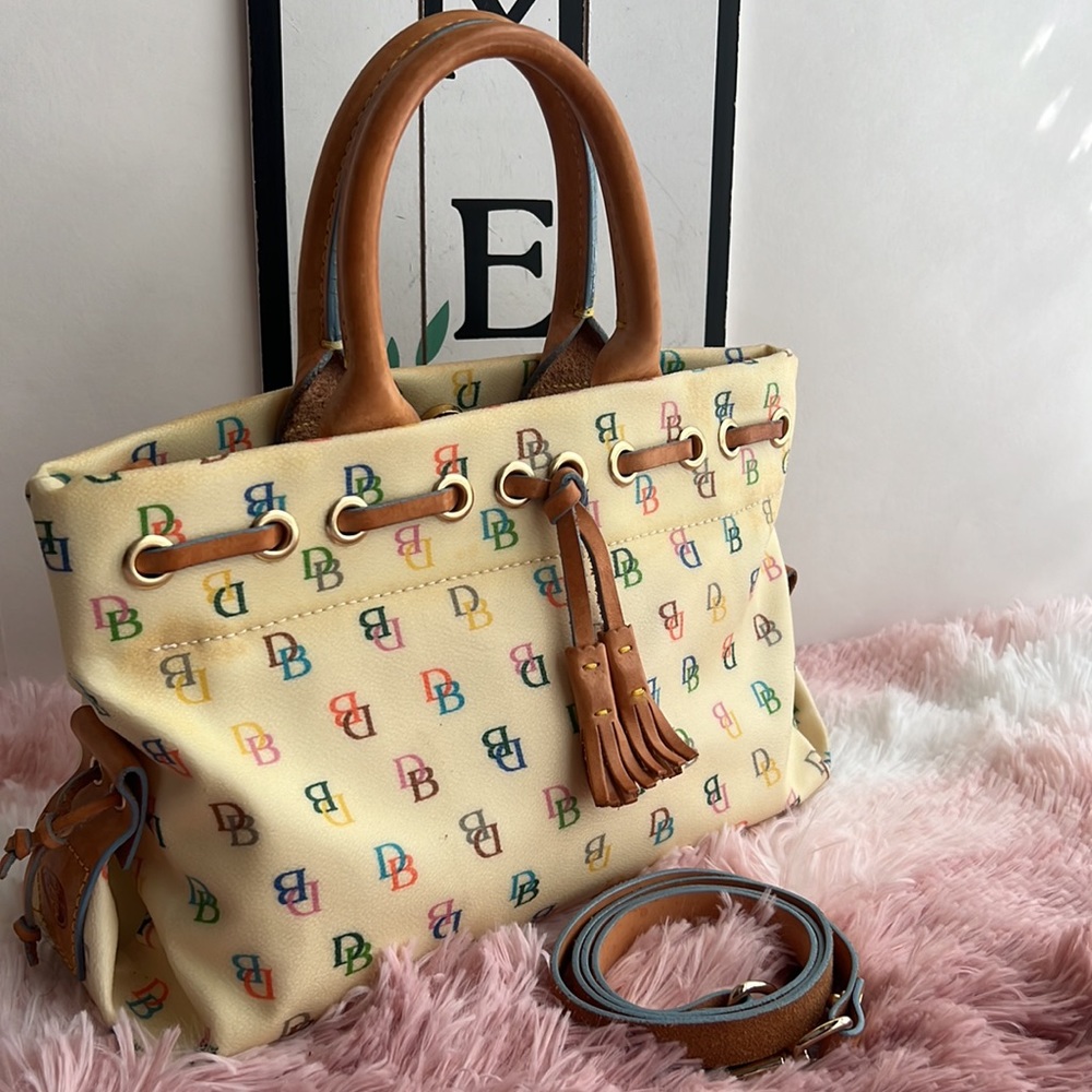 Vintage Dooney & Bourke Rainbow Monogram Handbag Crossbody Bag - Picture 8 of 9